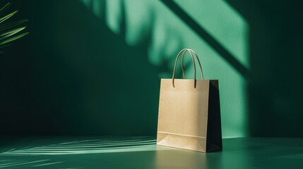 Poster - Simple Paper Bag on a Flat Surface with Shadows