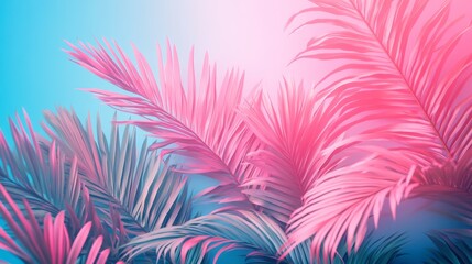 Poster - A pink and blue tropical palm tree with pink leaves