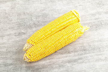 Sweet yellow raw corn cob