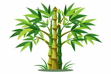 Sticker - Cut bamboo with grass logo design vector illustration