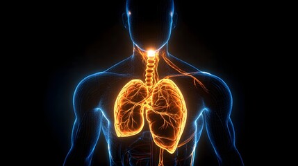 Wall Mural - 39. a luminous hologram showcasing the human circulatory system in a dark space