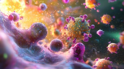 Poster - Innovative 3D Render of Colorful Stem Cells