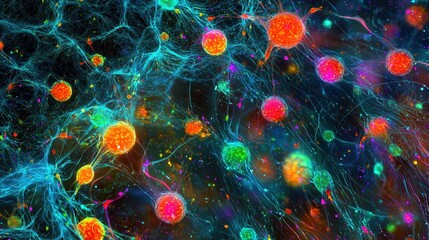Poster - Vibrant 3D Stem Cell Research Visualization