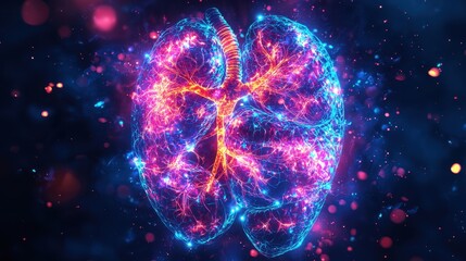 Poster - Detailed Glowing Internal Organs with Neon Effects