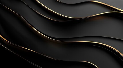 Poster - Abstract Black and Gold Wavy Lines Background