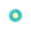 © Waseem - Flat color icon of a round blue button. Vector illustration.