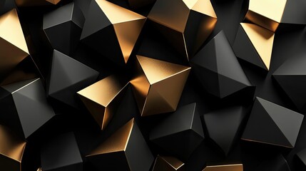 Poster - Abstract Background of Black and Gold Geometric Shapes