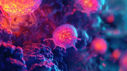 Poster - Glowing 3D Stem Cells and Biological Structures