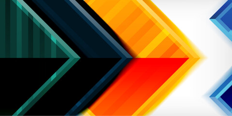 Aufkleber - Arrow symbols created with 3d effects and line texture geometric abstract background
