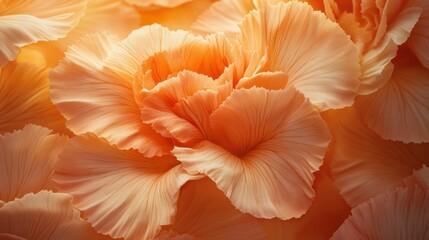  A close-up of vibrant carnation petals with intricate details, highlighted by the soft light of dawn