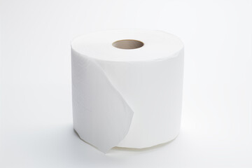 white toilet paper,A perfectly unrolled tissue roll, soft textures visible, with subtle shadows falling on a clean white background.

