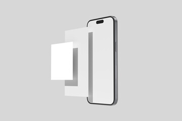 Wall Mural - mobile with social media post mockup blank