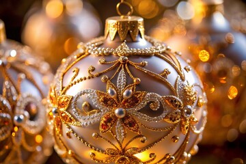 Wall Mural - ornate christmas ornament with gold details sparkling holidays christmas decor