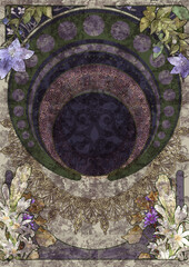 dark puple and flower art-nouveau background