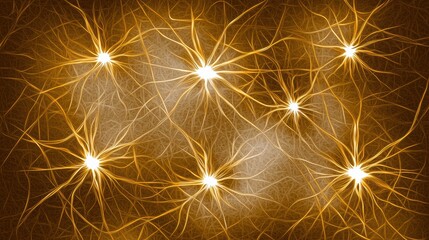 Poster - Abstract Glowing Network of Golden Neurons
