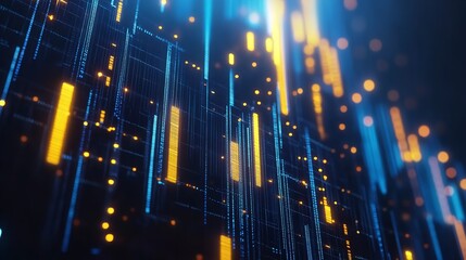Poster - Abstract digital background with glowing lines and particles, representing data flow and technology.