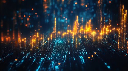 Poster - Abstract digital background with glowing lines and particles, representing data flow and technology.