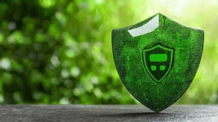 Poster - Green Shield Symbolizing Digital Security and Protection