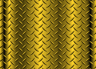 Wall Mural - Gold metal background with diamond plate texture pattern, shiny golden texture.