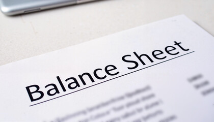 Close-up of balance sheet document on office desk