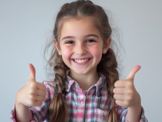 girl showing thumbs up