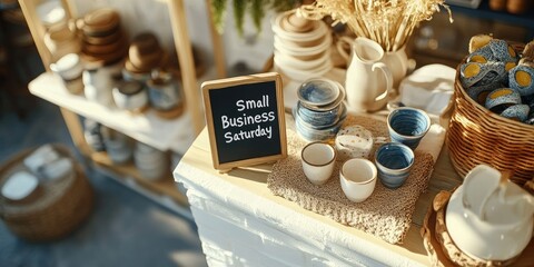 Small business saturday home goods display for shop promotion and design inspiration