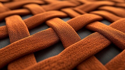 Close-up of woven fabric with a textured, orange surface.