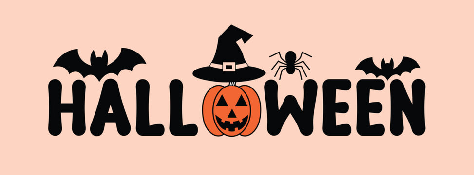 Halloween lettering Greeting cards posters banners flyers and invitations Vector Design