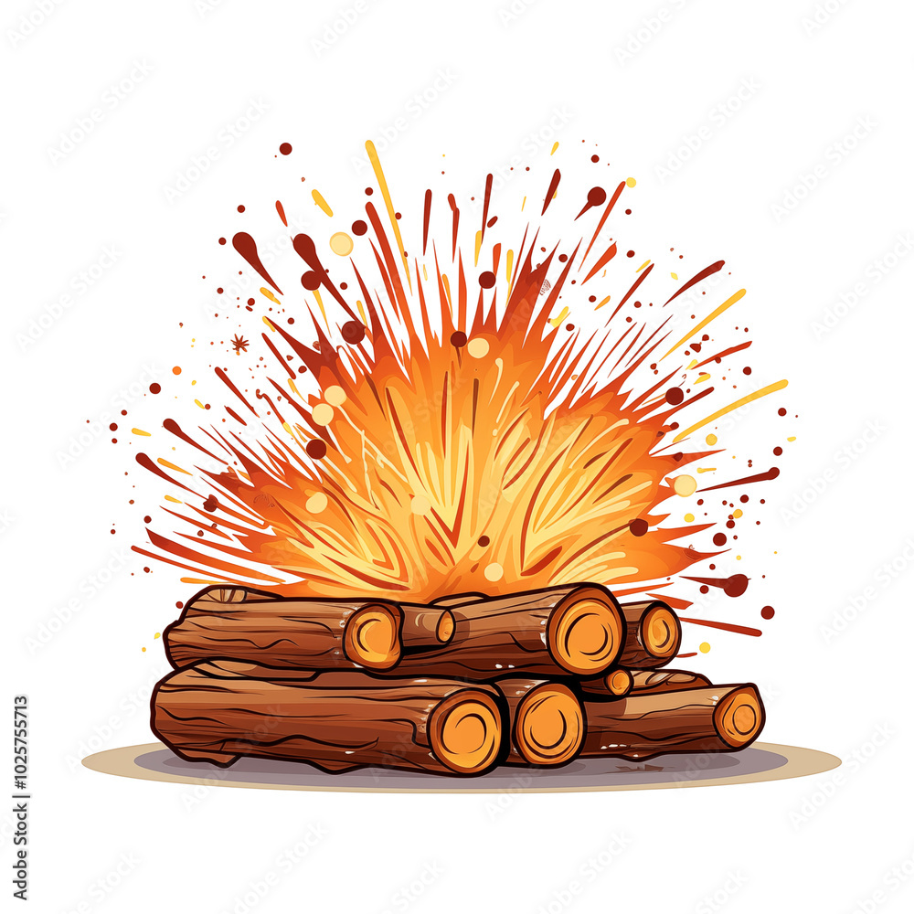 Soe Exploding Log Exploding Campfire With Burning Logs And Fiery Explosion In Dynamic ...