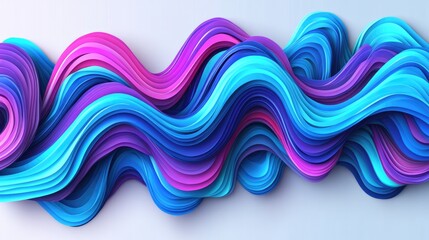 Fototapete - Blue and purple waves ripple gently over a clean white surface, evoking serenity