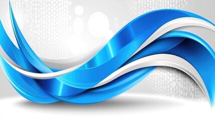 Fototapete - Elegant blue waves flow on a clean white background, evoking a tranquil atmosphere