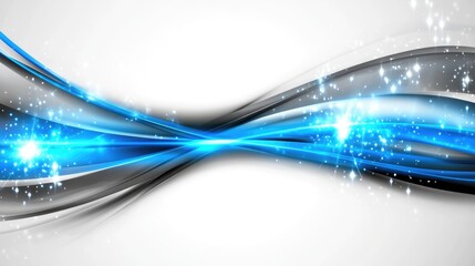 Fototapete - Flowing blue waves intertwine against a clean white backdrop, evoking tranquility and elegance