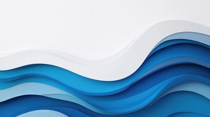 Poster - Soft blue waves gracefully undulate over a clean white background, creating a calming effect