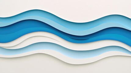 Poster - Soft blue waves cascade across a plain white backdrop, evoking calmness and tranquility