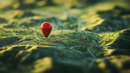 Poster - Map with red location pin highlighting area, detailed landscape view