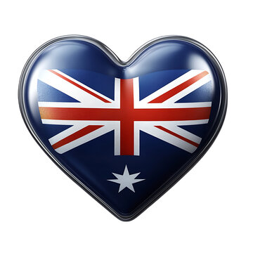 Australia flag in a heart isolated transparent background