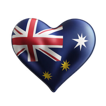 Australia flag in a heart isolated transparent background