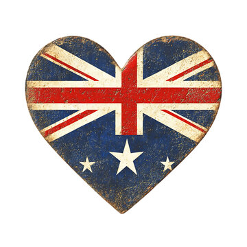Australia flag in a heart isolated transparent background