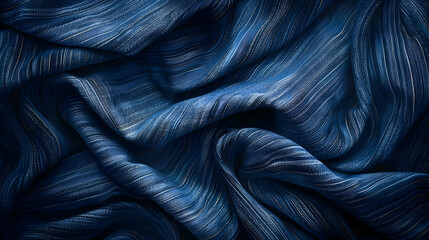 Abstract blue fabric with a subtle metallic sheen texture background.