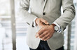 © CamPen2000/peopleimages.com - Business man, watch and hands getting ready in office to start with corporate fashion for job. Suit, professional and clothes preparation for meeting with smart style and luxury time accessory