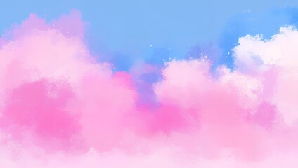 Poster - Abstract watercolor background with pink and blue clouds.