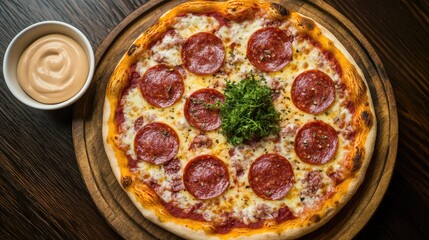 Poster - Top View of Delicious Pepperoni Pizza Slice