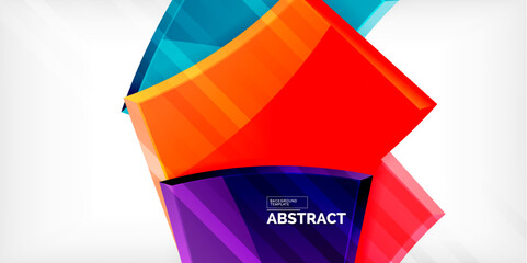 Aufkleber - Round 3d shapes, plates background. Creative composition design template
