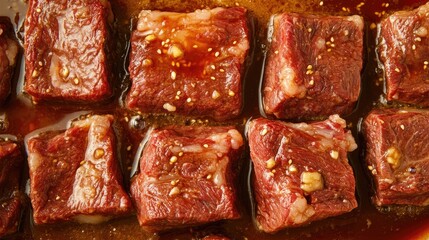 Sticker - Raw Short Ribs in Marinade for Cooking