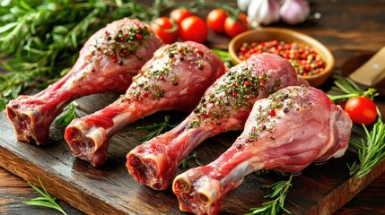 Sticker - Raw Turkey Legs with Herbs Ready for Cooking