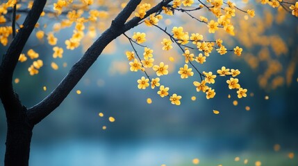 Poster - Golden Spring Blossoms