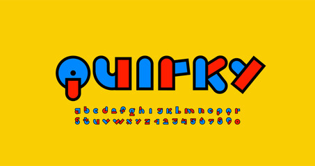 Leinwandbilder - Quirky font, funny alphabet in the cartoon style