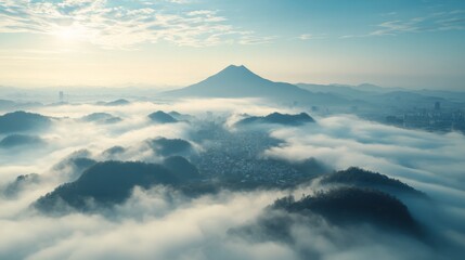 Canvas Print - Majestic Mountain and Clouds Landscape