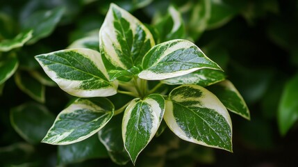 Poster - Variegated Green and White Plant Close-Up