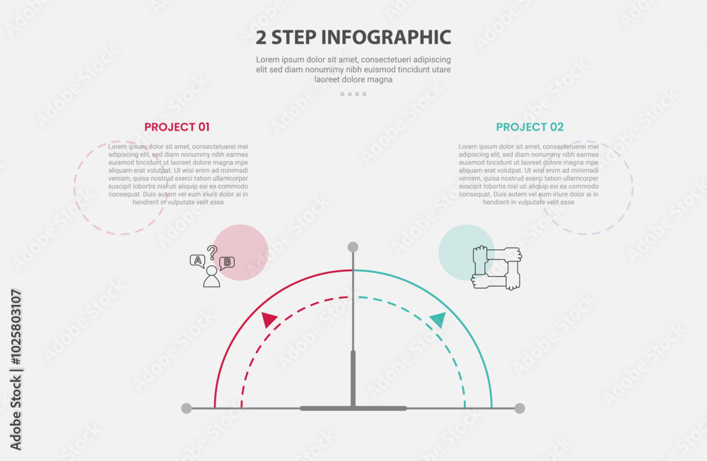 2 points template infographic outline style with 2 point stage or step ...